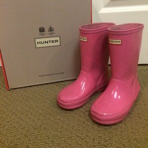 Girls Pink Hunter Rain Boots Size 11 US/ 10 UK